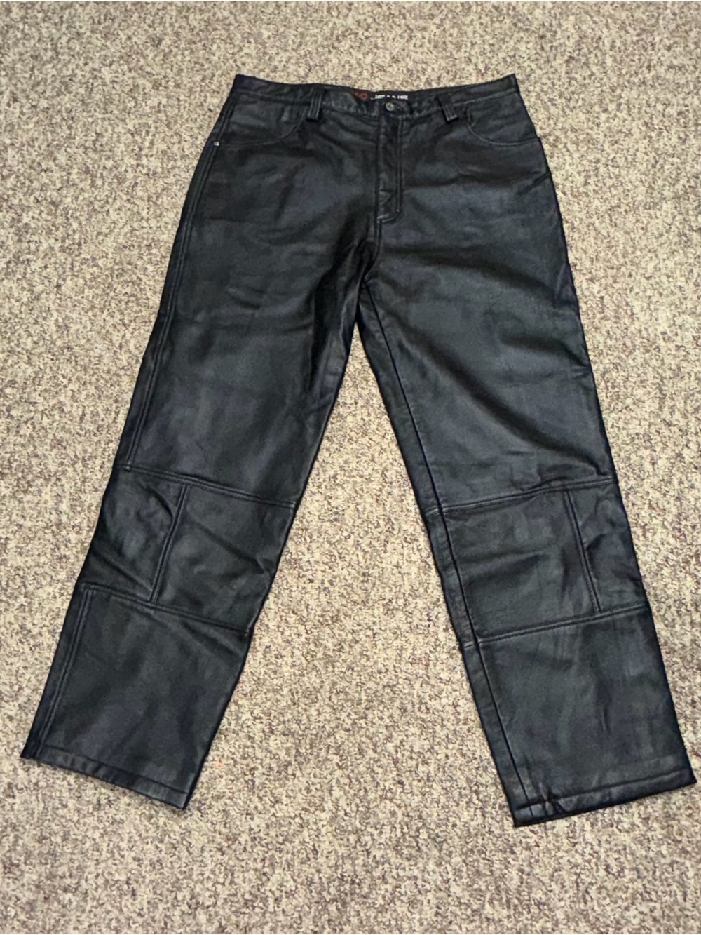 Men's size 40 Black 100% Leather Jeans riding gear motorcycle clothing biker